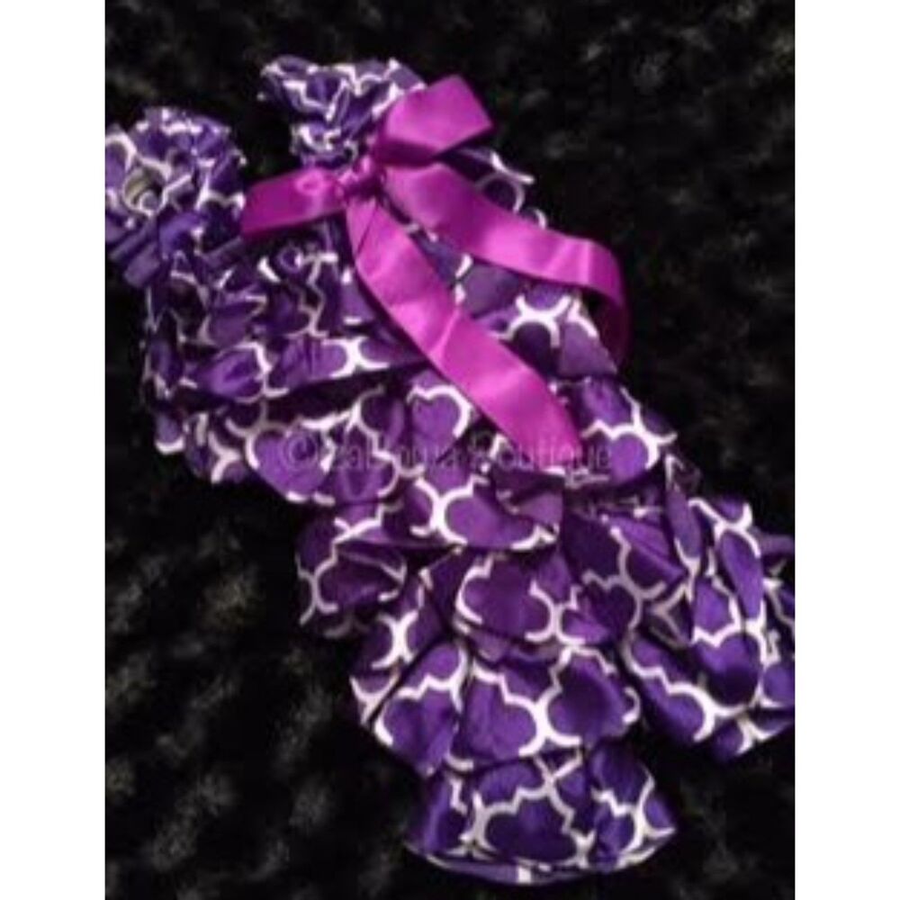 Purple Quadrafoil Print Satin Romper   PQRS  Small 3m - 12m  NWT Boutique